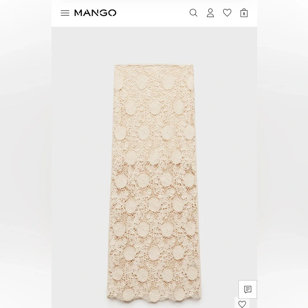 Mango Beige Crochet Midi Skirt - Picture 4 of 6